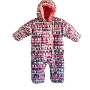 Columbia Pink & Gray Fleece Waterproof Hooded Snow Suit Baby Girl